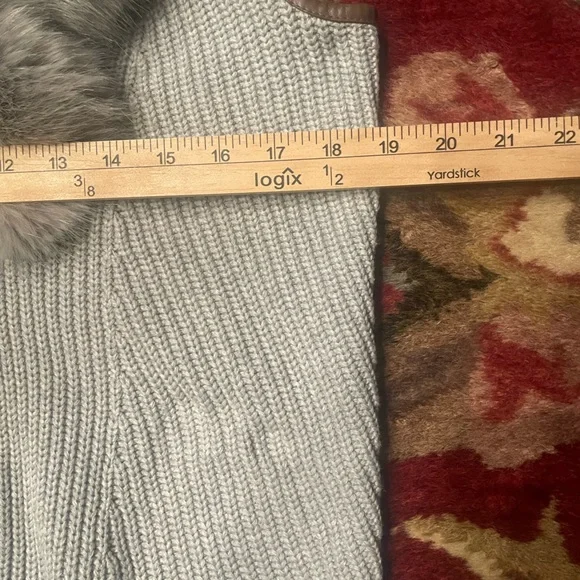 Talbots Gray Knit Vest with Faux Fur Trim - Picture 3 of 5